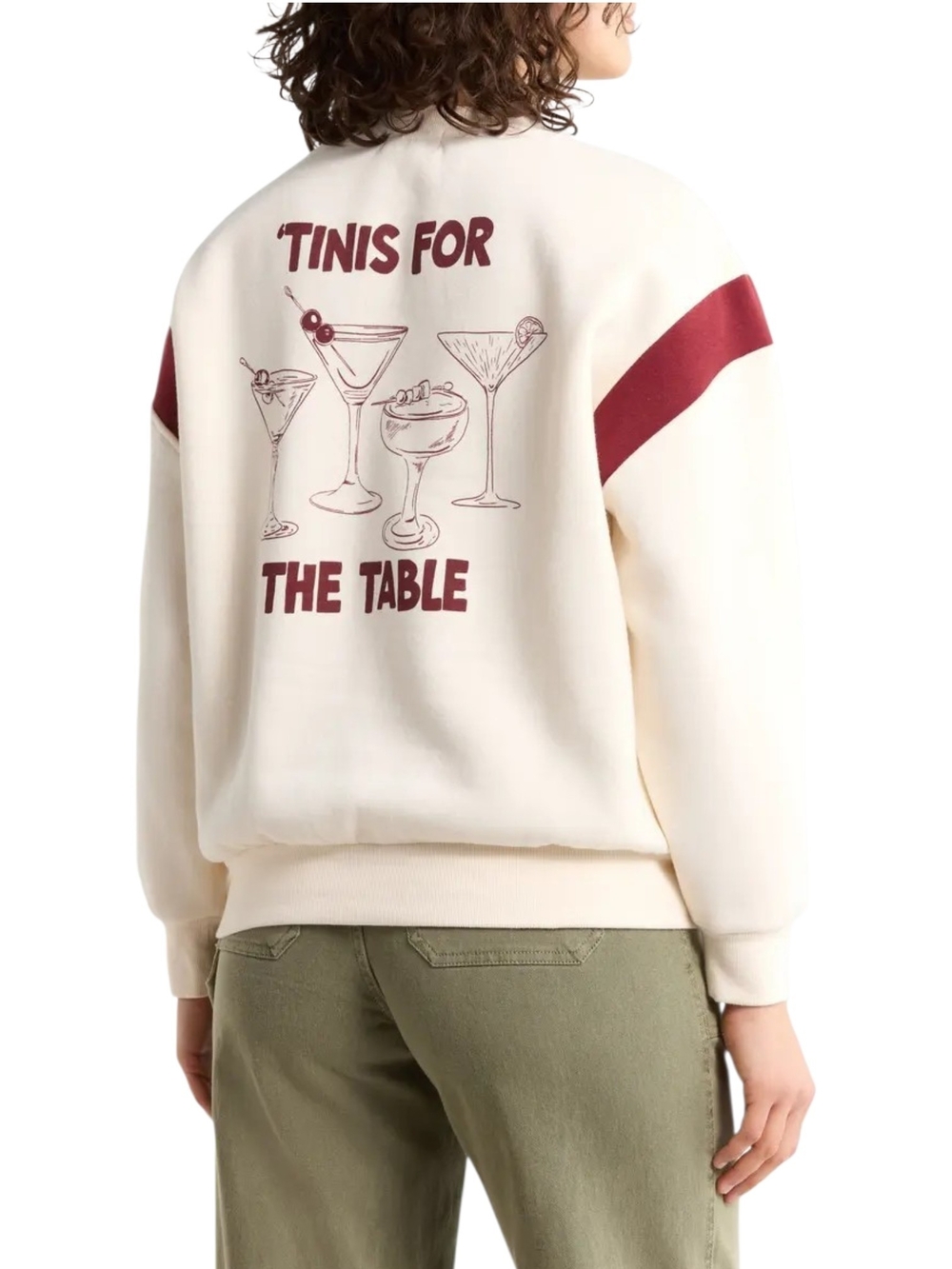 Wildfox Après Varsity Charile Oversized Sweatshirt Eggnog Cream Tinis For Table